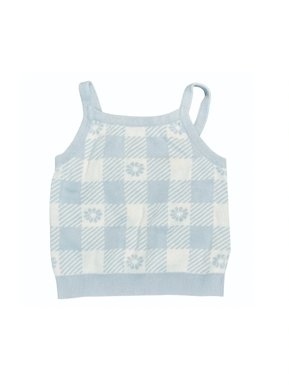 Old Navy | Light Blue and White Plaid Knit Sweater Tank Top, Girls Medium (8)
